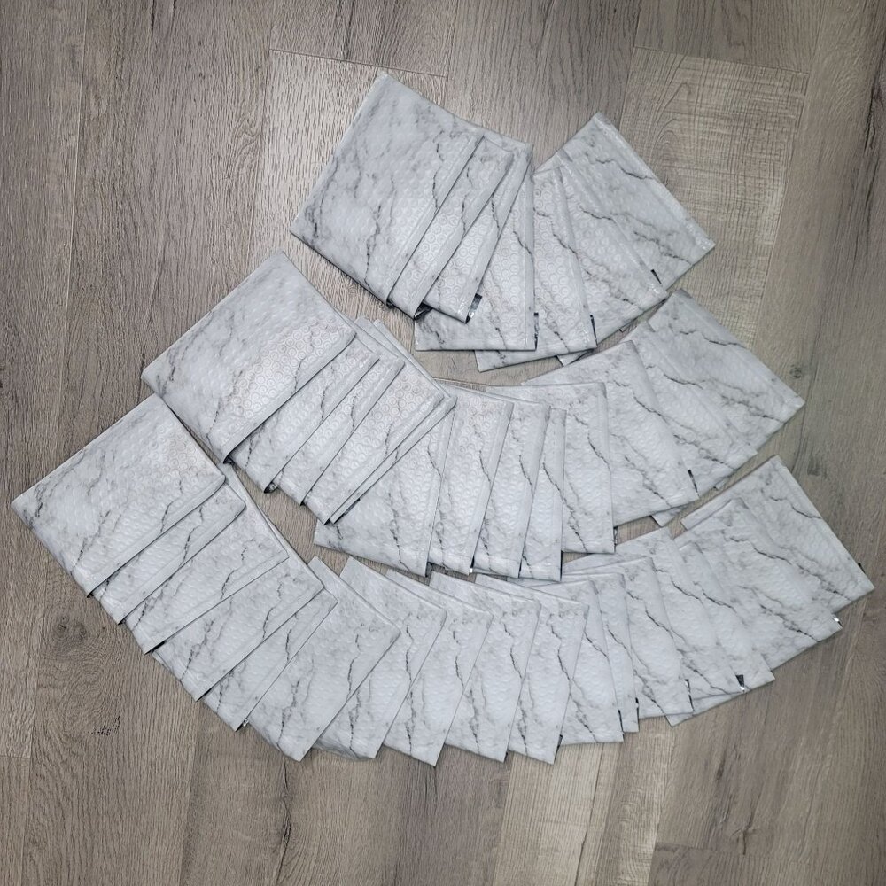 Marble-Print Bubble Mailers Set Of 37 - 5” x 7” Self-Seal Padded Envelopes